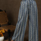 Classy indigo with stripes combination wide leg palazzo pant