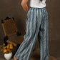 Classy indigo with stripes combination wide leg palazzo pant