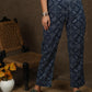 Classy printed indigo straight fit trouser