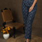Classy printed indigo straight fit trouser