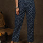 Classy printed indigo straight fit trouser
