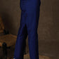 Smart casual royal blue cotton silk narrow fitted pant