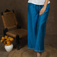 Trendy perssian blue wide leg palazzo pant with beads embroidery on the hemline