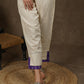Casual off white cotton ankle length trouser with ikat hemline