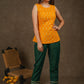 Smart bottle green rayon narrow fitted pant with beautiful lace on hem