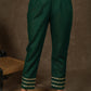 Smart bottle green rayon narrow fitted pant with beautiful lace on hem