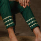 Smart bottle green rayon narrow fitted pant with beautiful lace on hem