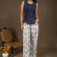 Smart casual ivory ikat straight fit cotton pant