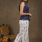 Smart casual ivory ikat straight fit cotton pant