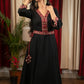 Black elegant cotton dress with hand embroidery & side tie ups