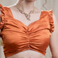 Stylish Rust Crepe Designer Padded  Blouse