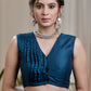 Peacock  Blue Cotton silk Pin Tucked Designer Blouse