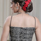 Smart and Stylish Black  Mantra Design Padded Designer Cotton Blouse with Bow and Noodle Strap