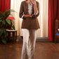 Delicate White Embroidery Coffee Brown Top