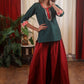 Forest Green Cotton silk Zardosi Hand Embroidered  Top