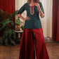 Forest Green Cotton silk Zardosi Hand Embroidered  Top