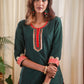 Forest Green Cotton silk Zardosi Hand Embroidered  Top