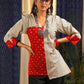 Red Bandhej & zig zag printed cotton combination top