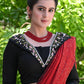 Stlyish Black Cotton Blouse with Floral Embroidery on the Collar