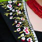 Stlyish Black Cotton Blouse with Floral Embroidery on the Collar