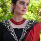 Stlyish Black Cotton Blouse with Floral Embroidery on the Collar