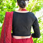 Stlyish Black Cotton Blouse with Floral Embroidery on the Collar