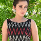 Stylish Black, Red and White Ikat Sleeveless Blouse