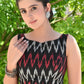 Stylish Black, Red and White Ikat Sleeveless Blouse