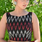 Stylish Black, Red and White Ikat Sleeveless Blouse