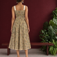 Light Yellow Floral Printed Cotton Fit & Flare Dress with Hakoba Straps and Scalloped Hem — back view