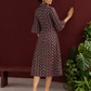 Bold Black Ajrakh Cotton Shirt Dress with Red & Beige Zigzag Print and Kantha Detailing — back view