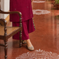 Elegant Magenta Textured Kurta with Black Gold Brocade V-Neck Panel & Contrast Sleeve Cuffs