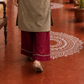 Elegant Beige Cotton Kurta with Maroon Embroidered Yoke, Gold Buttons & Coordinated Palazzo