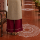 Elegant Beige Cotton Kurta with Maroon Embroidered Yoke, Gold Buttons & Coordinated Palazzo