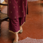 Elegant Maroon Cotton Kurta with Contrasting Beige Embroidered Yoke & Sequin Detailing