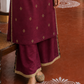 Elegant Maroon Cotton Kurta with Contrasting Beige Embroidered Yoke & Sequin Detailing