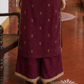 Elegant Maroon Cotton Kurta with Contrasting Beige Embroidered Yoke & Sequin Detailing