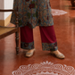 Elegant Blue Cotton kalamkari Kurta with hand work Sequin Mirror Embellished Neckline & Contrast Maroon Piping