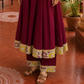 Timeless Maroon Anarkali Kurta Set with Madhubani Floral Yoke, Sequin Embellishment & Matching Dupatta