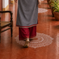 Timeless Grey Khun Kurta with Maroon Embroidered Yoke Panel & Contrast Border Sleeves