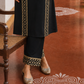 Elegant Black Cotton sil Kurta with Banarasi Panel Border embellished with gold laces