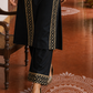 Elegant Black Cotton sil Kurta with Banarasi Panel Border embellished with gold laces