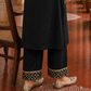 Elegant Black Cotton sil Kurta with Banarasi Panel Border embellished with gold laces