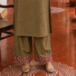 Elegant Dark Gold Cotton silk Kurta with Contrast Magenta Gold Embroidered V-Neck brocade Yoke and Coordinated Sleeve Cuffs