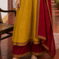 Vibrant Mustard Yellow Cotton Anarkali Kurta with Contrast red Border