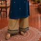 Elegant Teal Blue Georgette Kurta with Heavy Gold embroidered border V-Neck Yoke & Matching Sleeve Cuffs