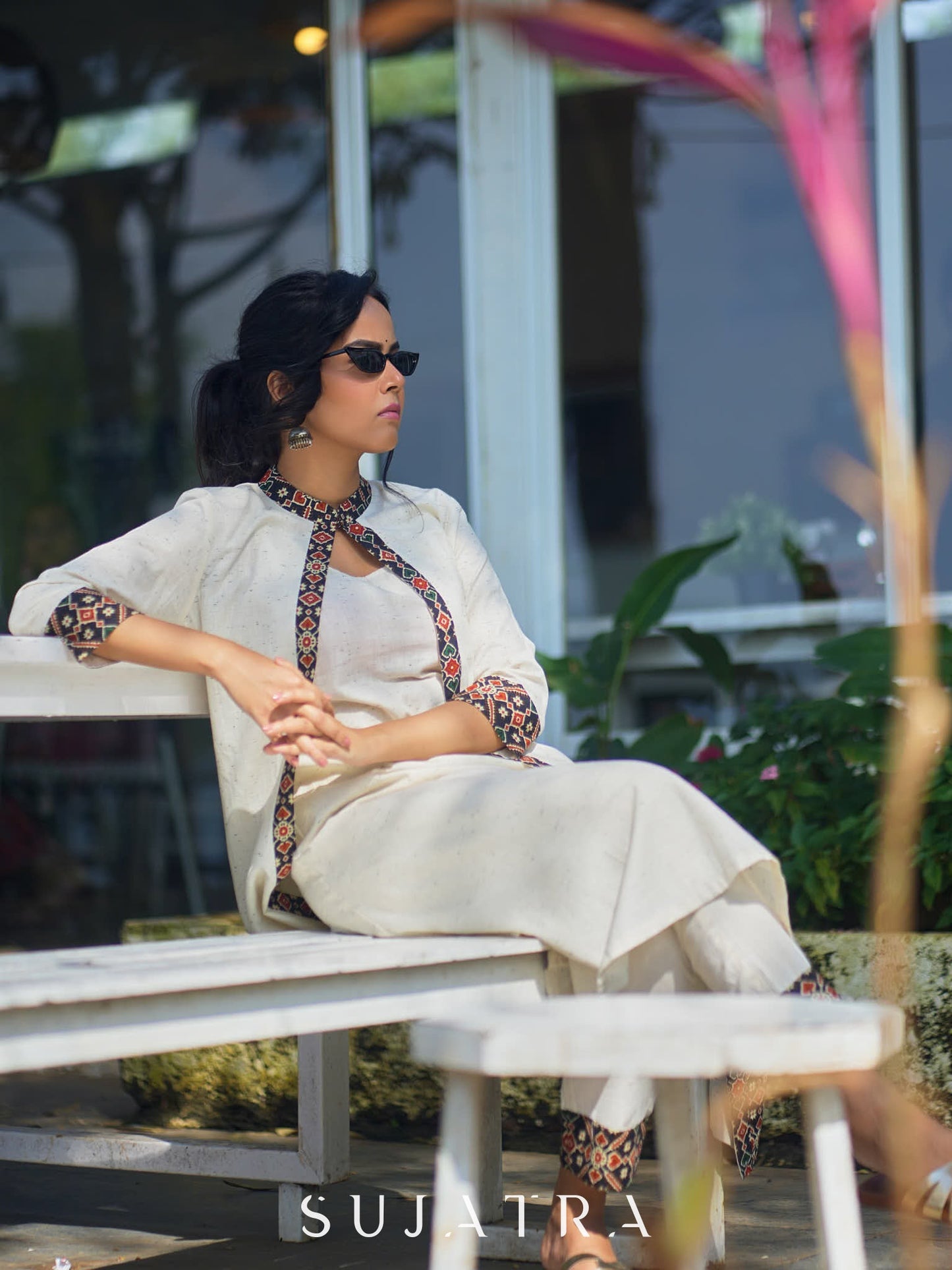 Classic Handloom Cotton Kurta with Sleeveless inner