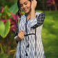 Monochrome Ikat Kurta in Handloom Cotton Weave