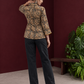 Black Kalamkari Printed Cotton Shirt with Floral Motifs — back view