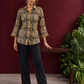 Black Kalamkari Printed Cotton Shirt with Floral Motifs — front view